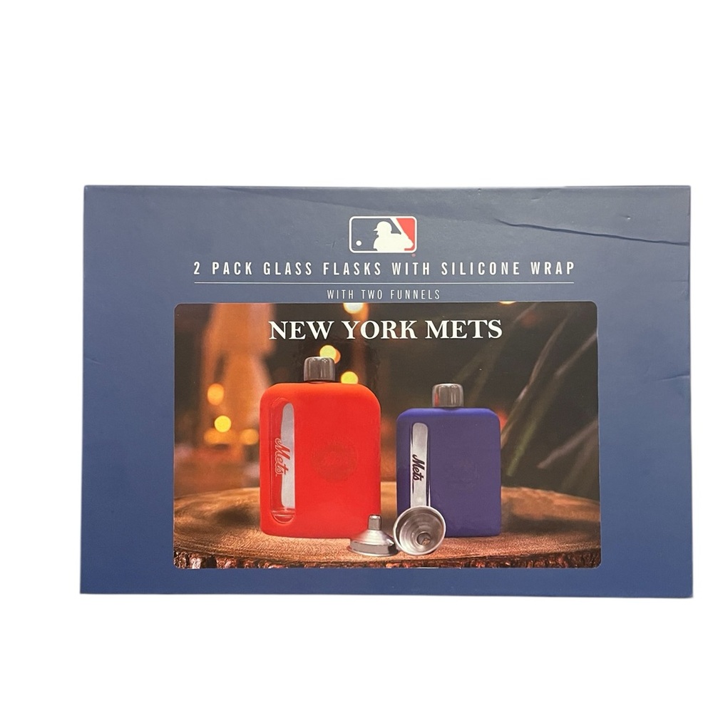 New York Mets Glass Flasks Set (includes: two funnels)